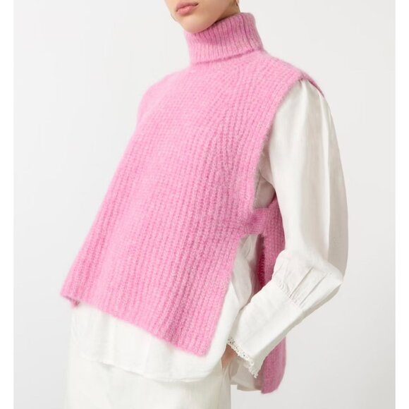 Isabel Marant Etoile Sweaters - Isabel Marant Etoile Megan Pink Turtleneck Sleeveless Pullover Alpaca 34